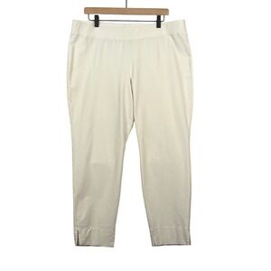 Eileen Fisher Women Cream Ankle Pants Elastic Waist XL Minimalist Luxury Classic